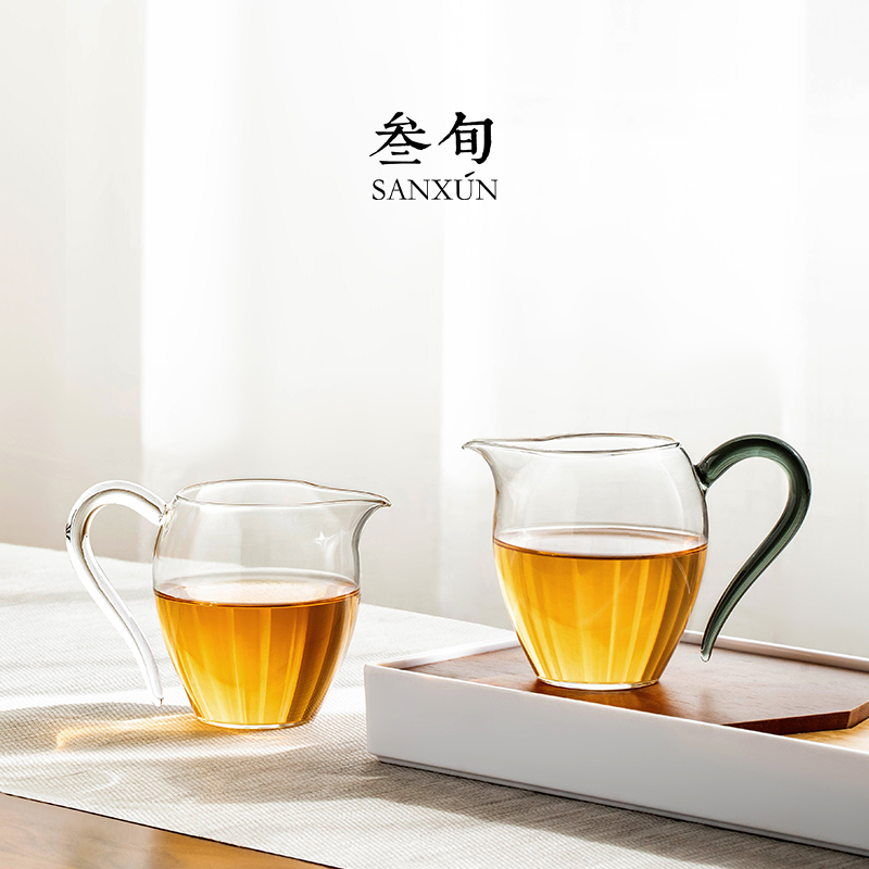 公道杯茶具配件玻璃带把手