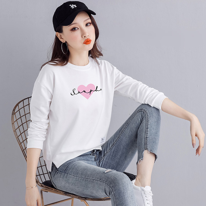 2020春秋薄款新款宽松韩版长袖百搭ins洋气上衣圆领短款女士卫衣