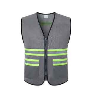 灰色反光背心网眼透气反光安全防护服马甲建筑施工马甲可印制