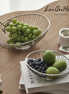 LeiQuHome现代简约镂空不锈钢水果盘家用客厅茶几置物盘沥水篮