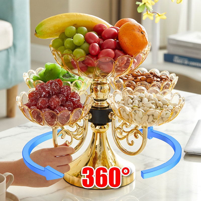 水果盘网红高档欧式双层果盘家用客厅茶几零食收纳轻奢旋转干果盘,家居饰品,果盘/果篓,淘宝优惠券,粉丝福利购,淘宝优惠卷