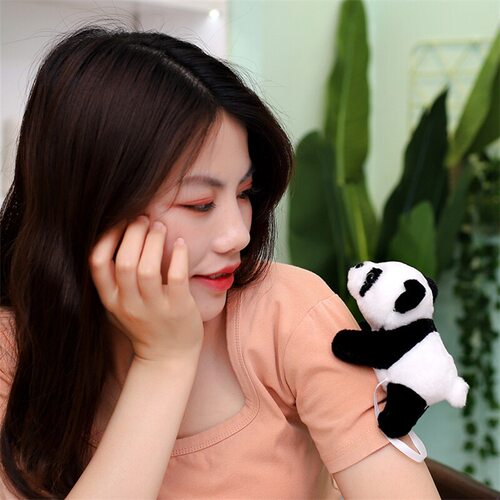 动物园同款趴肩膀的衣服站肩公仔带磁铁毛绒玩偶儿童玩具熊猫鲸鱼