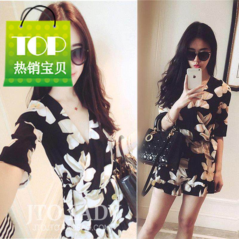 雪纺连a体裤女夏季女装连衣裤宽松大码学生阔腿裤休闲套装连身短|msdalam kategori Butik wanita / wanita, seluar, seluar santai - dari Buy2taobao.com untuk memberikan perkhidmatan ejen Taobao profesional membeli