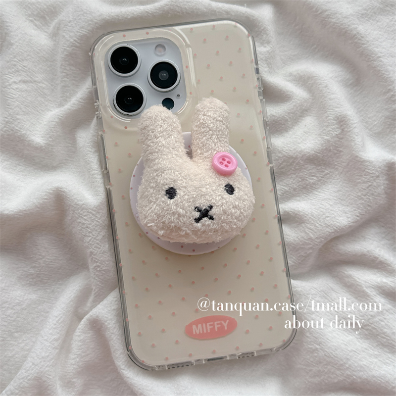 ins波点米菲兔磁吸支架适用iphone16苹果16pro手机壳14promax新款13女款15小众韩系少女简约双层壳14全包硬壳