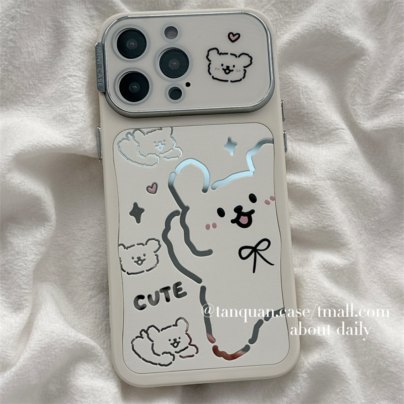 适用苹果手机壳ins镜面线条小狗