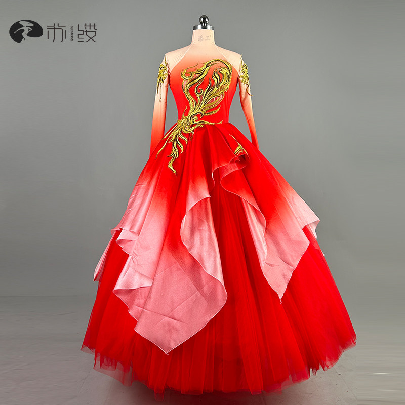 苏缕锦绣中国开场舞大摆裙纱裙歌伴舞服大型群舞歌伴舞年会演出服