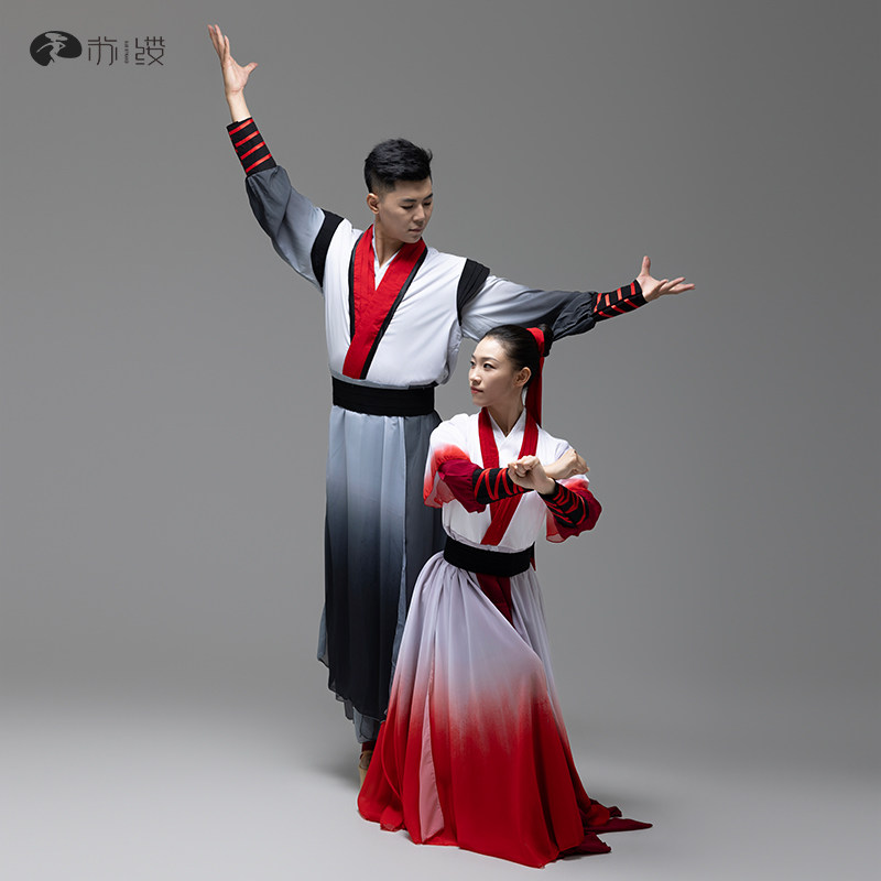 古典舞水墨侠客行舞台演出服定制