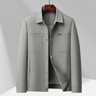 立领商务休闲夹克男士短款中青年百搭宽松翻领外套