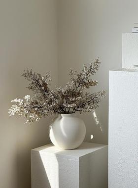 高级感装饰摆件白色陶瓷花瓶侘寂风中古客厅插花轻奢拍照道具乔迁