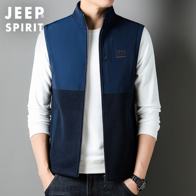 JEEP吉普官方中年款男装正品冬新马甲男加绒保暖背心大码休闲外套