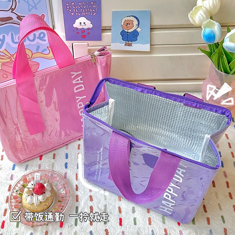 可爱便当袋子防水保温大容量手提包小学生上班族高颜值便携饭盒袋