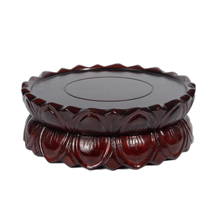 实木质圆形观音菩萨莲花底座家用供奉佛像关公财神像摆件底座加高