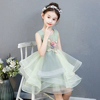 Váy bé gái váy hoa công chúa váy bé gái sinh nhật catwalk váy fluffy sợi chủ trì trang phục piano - Váy trẻ em đồ cô dâu chú rể trẻ em