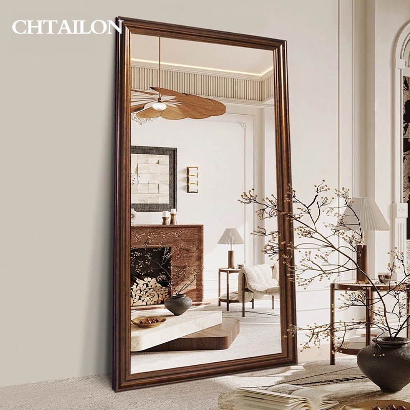 欧式美式全身镜复古壁挂穿衣镜家用落地镜服装店立体防爆试衣镜子