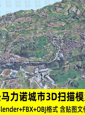 C4D Blender写实李大龙圣马力诺城市景观3D扫描模型fbx/obj/3Dmax