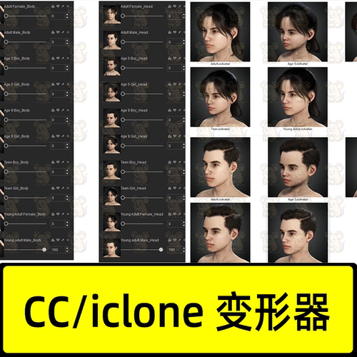 ICLONE8 CC4人物角色变形插件 男生女生小孩子儿童女性男性变形器