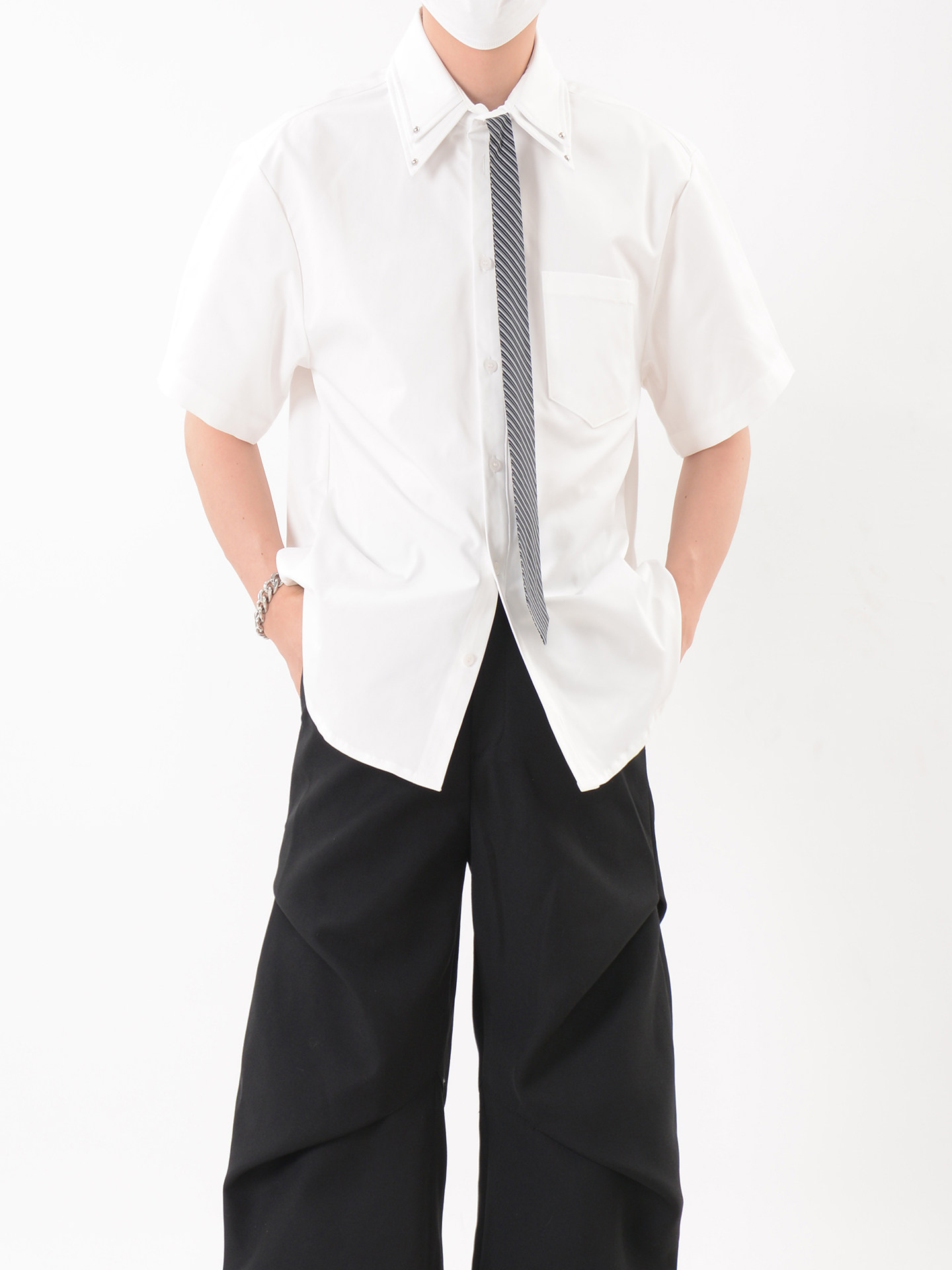 thumbnail for LUCE GARMENT niche design sense high-end sense tie short-sleeved shirt men's summer loose casual top trend