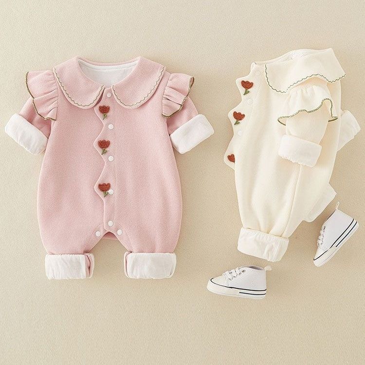 巴拉巴垃新款女宝宝薄绒连体衣