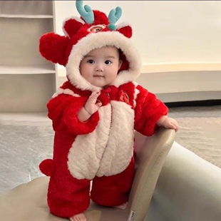拜年服宝宝唐装婴儿周岁过年衣服女冬装连体衣男1岁3个月6一岁多8