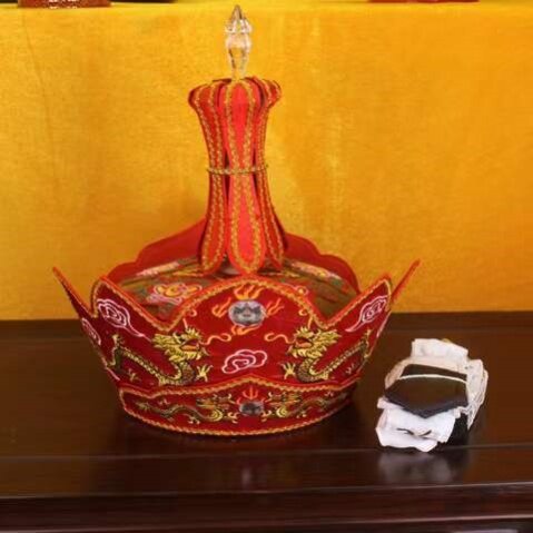 特价寺院用品道具唐僧帽五佛帽和尚僧法帽毗卢帽五佛冠法师帽包邮