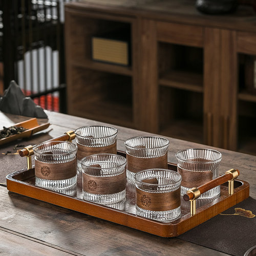罗兰多胡桃木竖纹茶杯