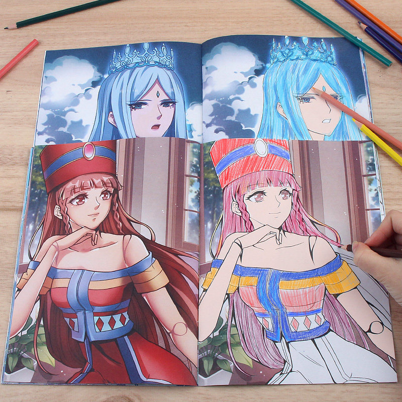 叶罗丽涂色画画本女孩生日礼物绘画册冰公主儿童填色手绘图画套装