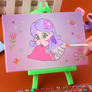叶罗丽公主水彩填色画儿童手绘涂鸦女孩卡通颜料画卡图画玩具套装