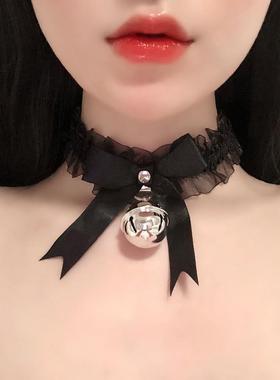 大铃铛脖圈项圈项链配饰可爱性感百搭三色cos扮演蕾丝丝带女