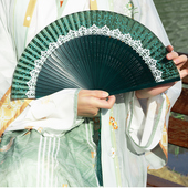 中国风女士儿童折扇复古典跳舞扇子流苏丝绸古风汉服旗袍折叠小扇