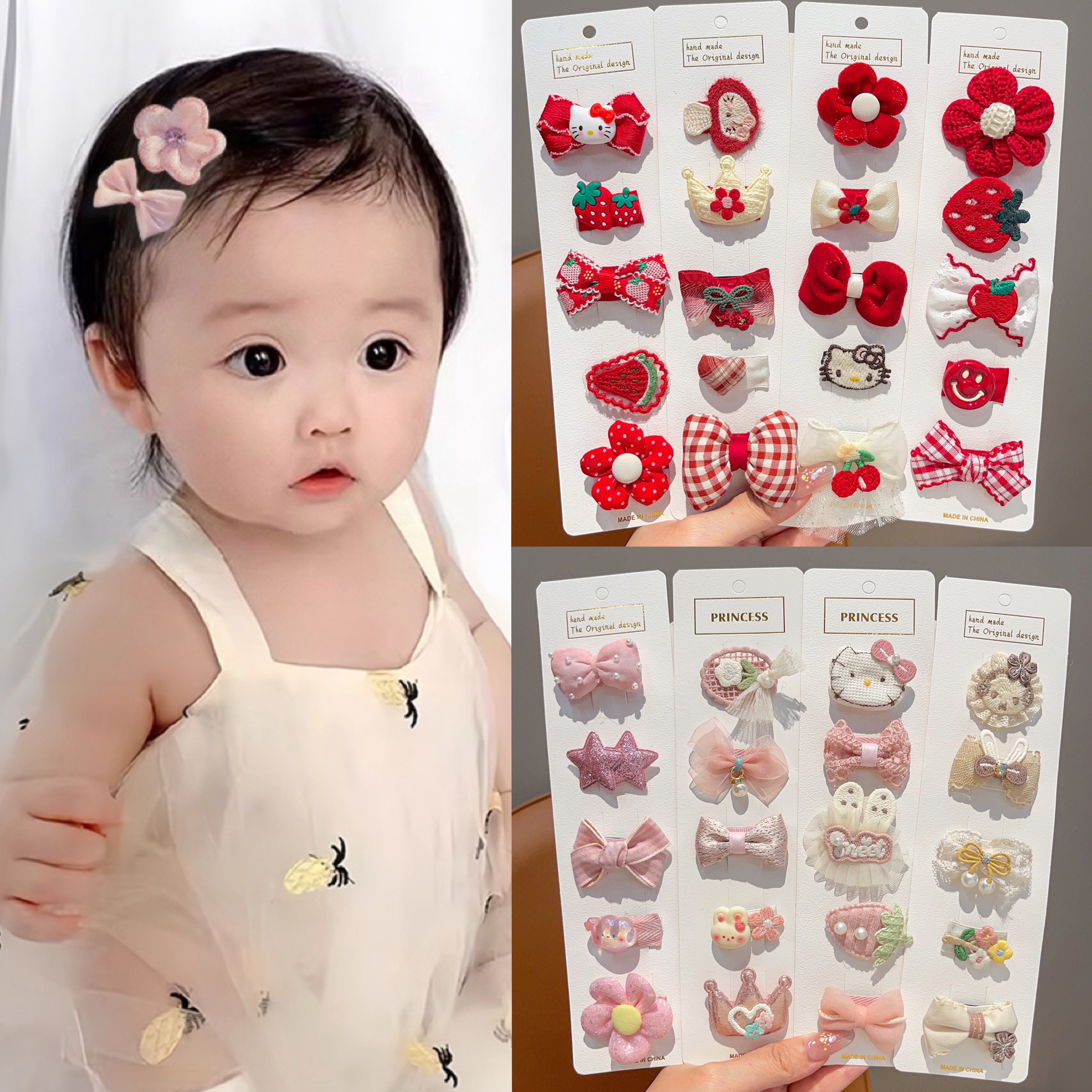 儿童发夹可爱蝴蝶结发卡婴儿宝宝汗毛夹侧边刘海夹头饰发饰不伤发