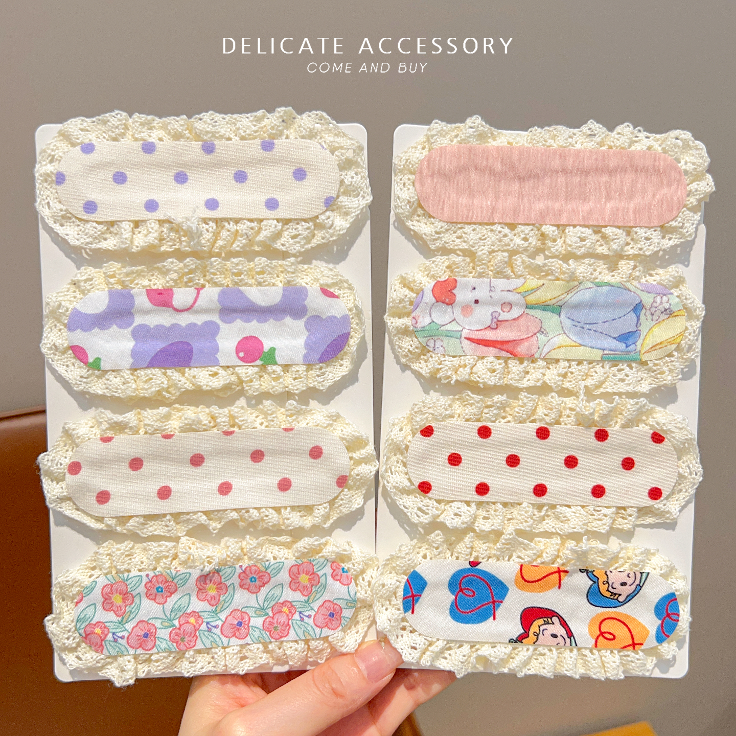 儿童碎发贴卡通可爱女童宝宝前额后脑勺碎花魔术贴发饰不伤发头饰