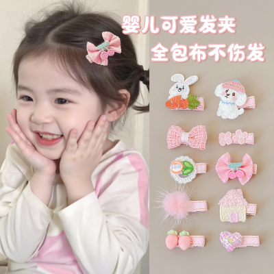 儿童粉色可爱发夹卡通KT猫小月龄胎毛夹前额碎发刘海夹子不伤发女