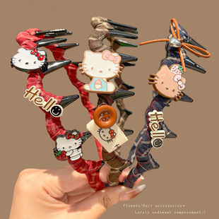 儿童发箍可爱KT猫蝴蝶结发卡小女孩高颅顶带齿防滑头箍不伤发发饰