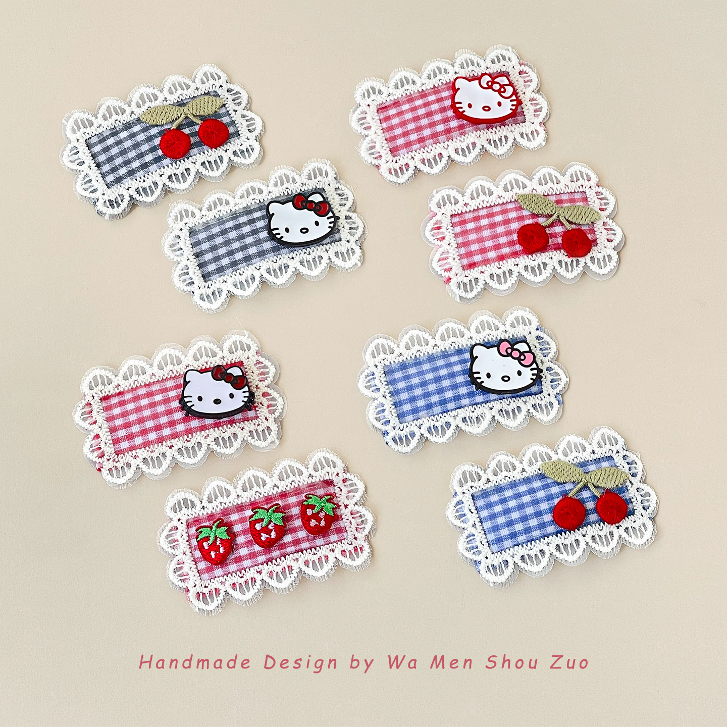 儿童发夹可爱卡通KT猫蕾丝布艺头饰女童宝宝刘海侧边夹不伤发发饰