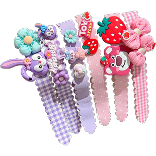 小女孩库洛米发箍发饰儿童碎发整理神器刘海贴发帖女童魔术贴发带