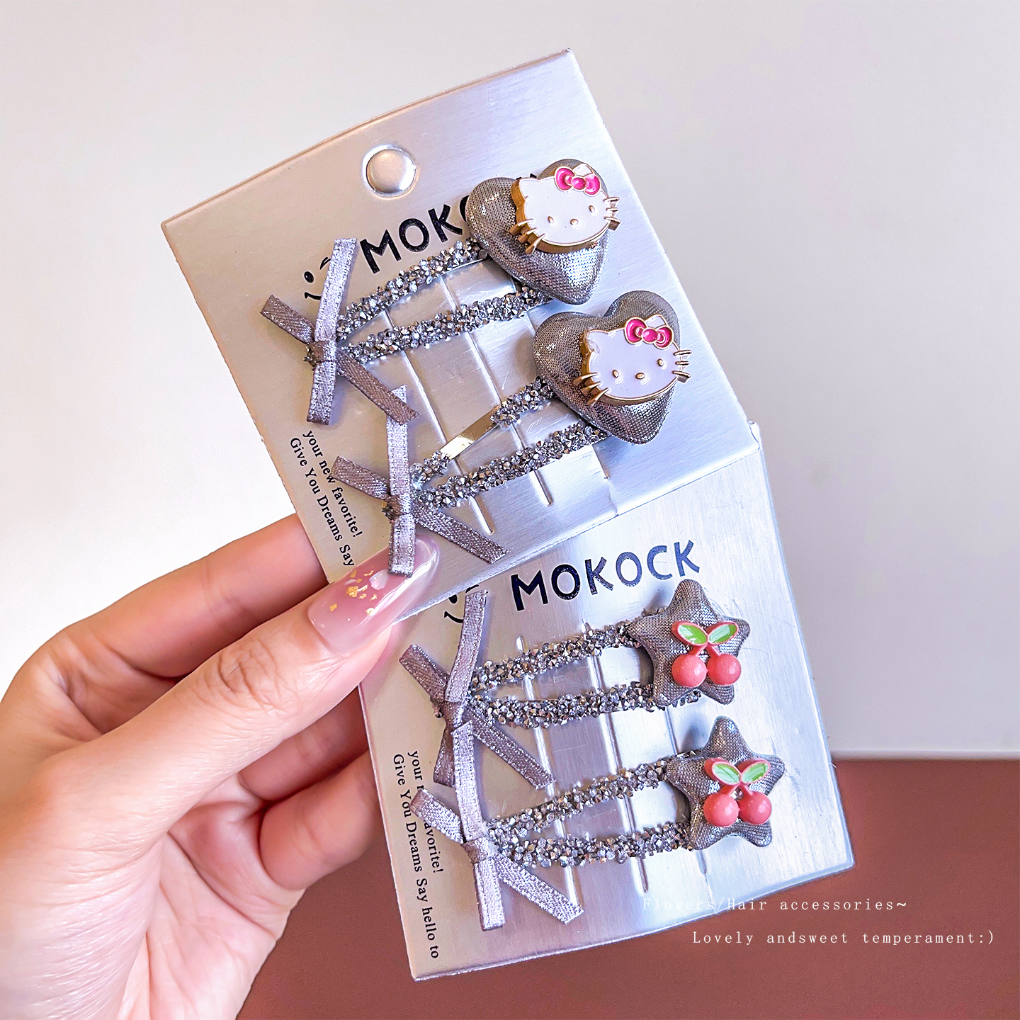 儿童发夹甜美碎钻蝴蝶结发卡女童宝宝可爱卡通KT猫侧边碎发刘海夹