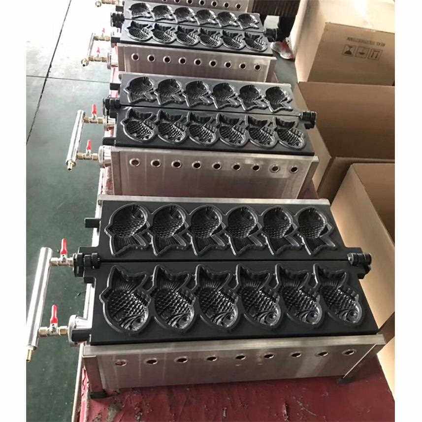 新款直销燃气鲷鱼烧机器六孔台湾五谷鱼机夹馅韩式小鱼饼小吃设备