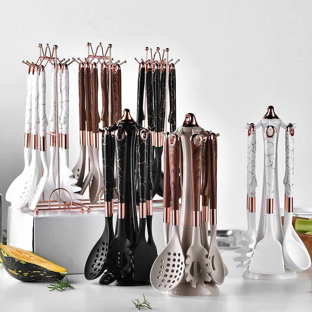 新款直销厨房硅胶厨具7件套不锈钢线架收纳座烹饪铲勺套装炒铲汤,厨房/烹饪用具,全套勺铲,淘宝优惠券,粉丝福利购,淘宝优惠卷