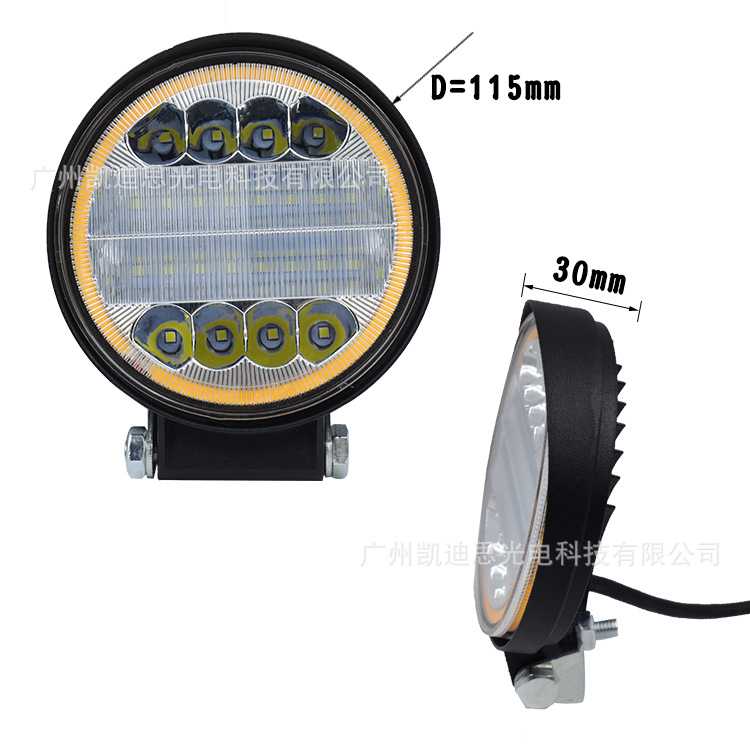 新款直销汽车led 72W 新款工作灯黄色光圈货车灯 铲车灯 改装灯圆