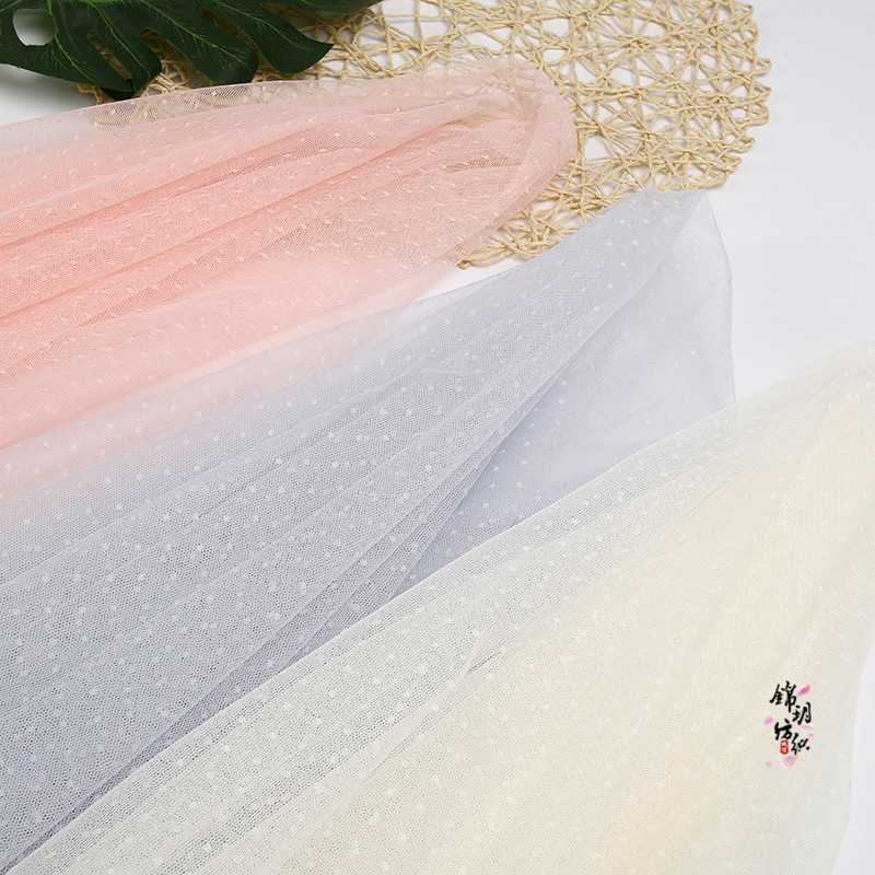 新款直销波点蕾丝网纱布料圆点镂空透明网纱点点纱女时装连衣裙纱