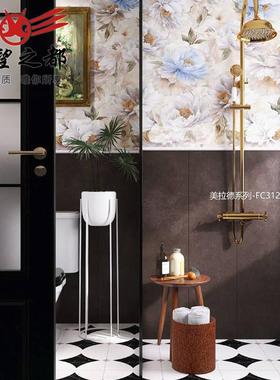 新款直销哑光600x1200mm花砖厨卫墙砖奶油色阳台瓷砖地砖玫瑰花法