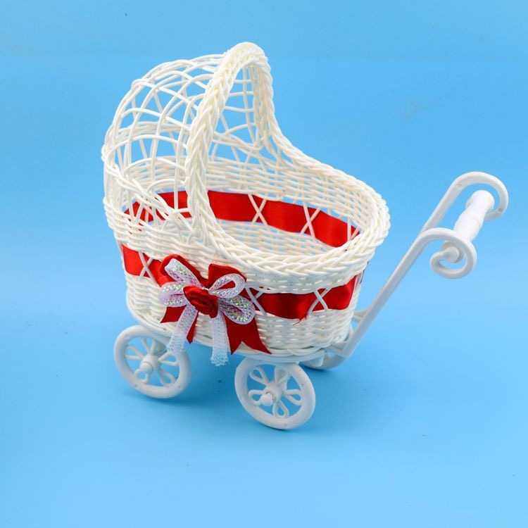 新款直销可爱婴儿推车装饰花篮家居摆设仿藤纯手工编织田园风藤编,家居饰品,花篮,淘宝优惠券,粉丝福利购,淘宝优惠卷
