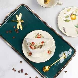 新款直销外贸欧式柠檬图案陶瓷咖啡杯碟壶家用下午茶茶具法式小清