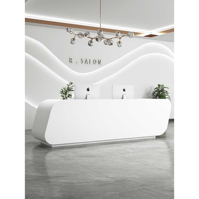 新款直销收银台柜台公司前台接待台店铺小型简约现代白烤漆美容院