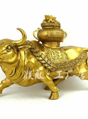 新款直销黄铜牛 黄铜聚宝盆牛金钱牛十二生肖牛摆件金属工艺品铜8