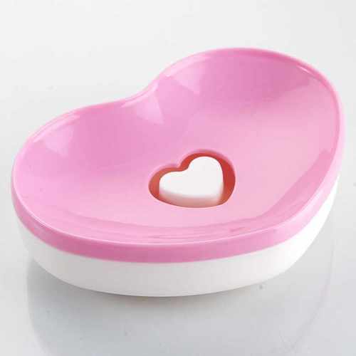 新款直销利客来心心相印肥皂盘 皂托 心形双层皂碟 双色加厚版心