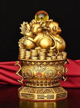 新款直销貔貅吉祥摆件避火龙水晶球金蟾铜龙钱袋子黄铜龙皮丘家居
