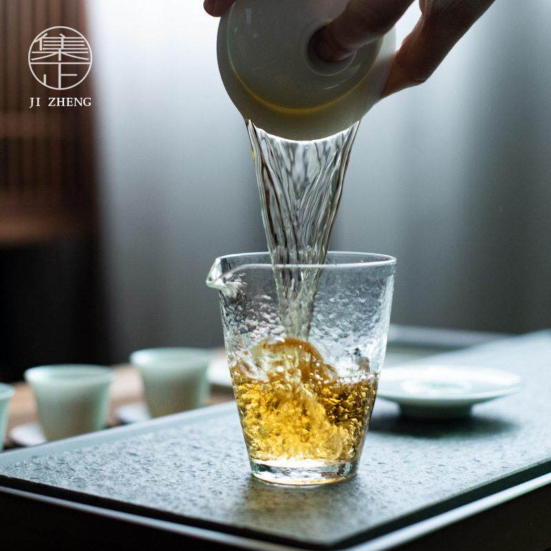 新款直销日式锤纹小雪玻璃公道杯 功夫茶具零配公道杯 耐热均杯茶