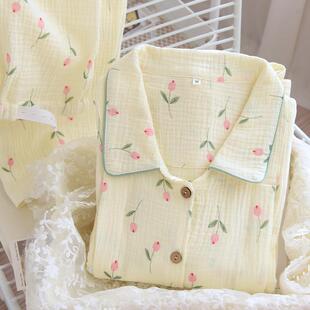 新款直销2023透气吸汗绉布月子服3月份4产后夏季薄款纯棉纱布5哺