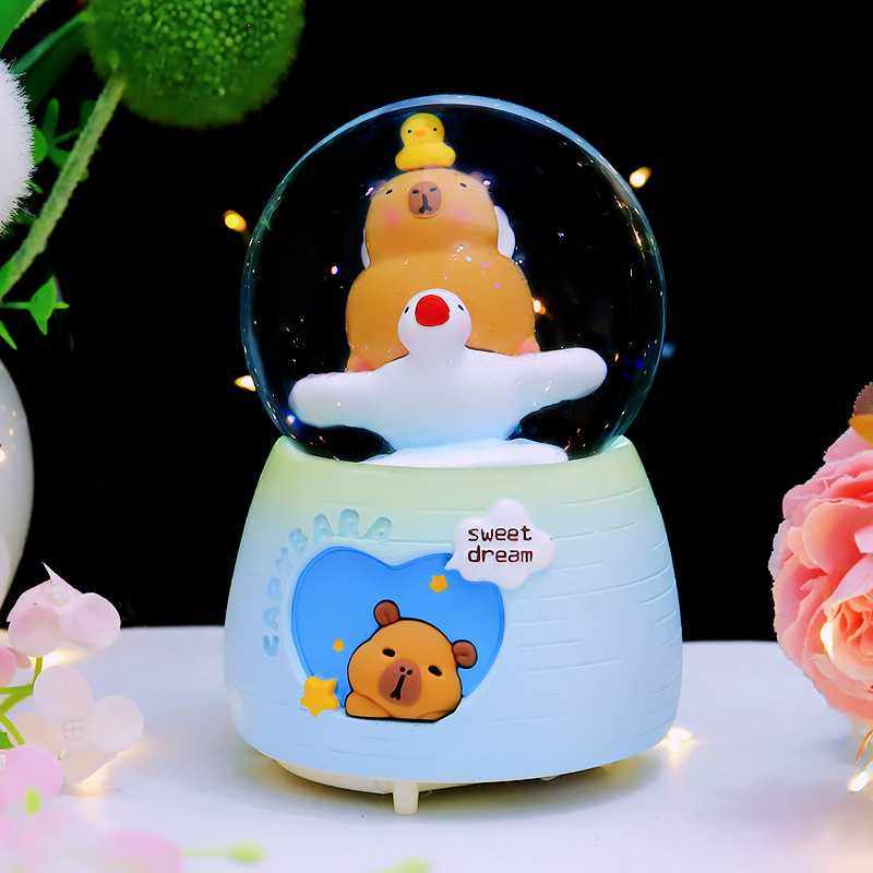 新款直销趣味萌态卡皮巴拉水晶球可亮灯旋转飘雪音乐房间氛围摆件,家居饰品,音乐盒,淘宝优惠券,粉丝福利购,淘宝优惠卷
